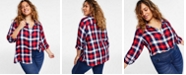 Tommy Hilfiger Plus Size Roll-Tab Plaid Shirt, Created for Macy's
